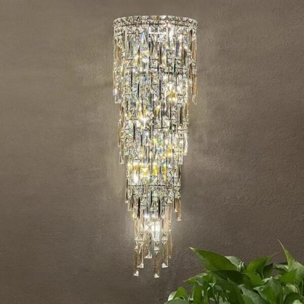 Large crystal wall light BX01-B in titanium gold with layered prisms