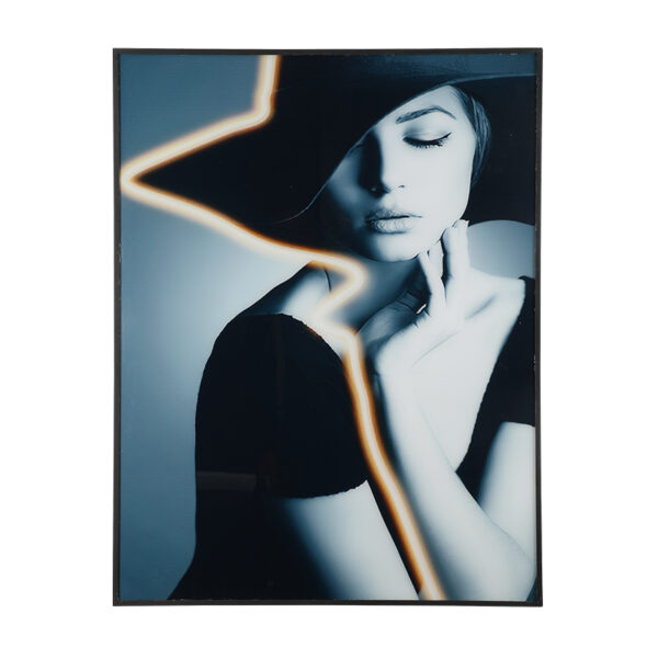 Wall art light with LED off, showing acrylic artwork and aluminum frame