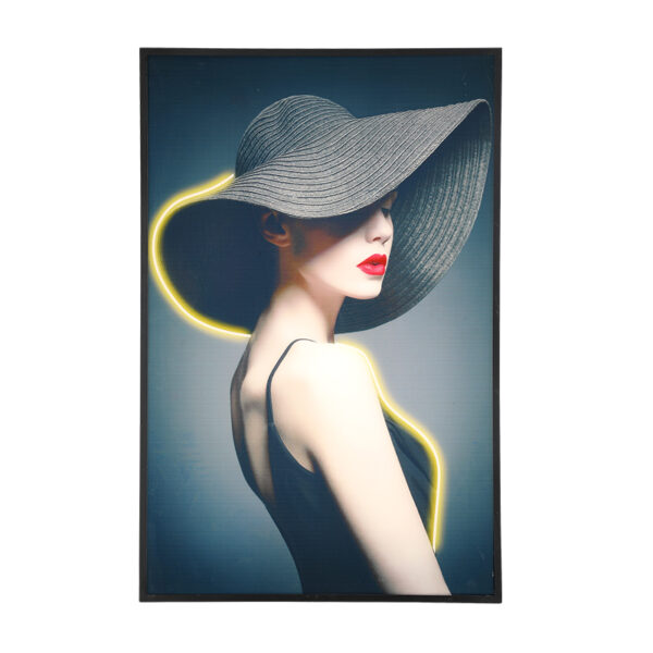 Wall art light with acrylic portrait and yellow LED glow, model BH02