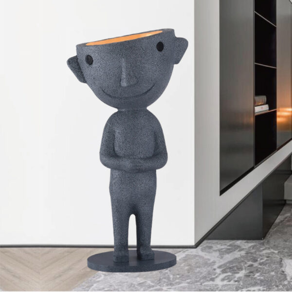 Sandstone color cartoon boy sculpture lamp with top light – Model L2047