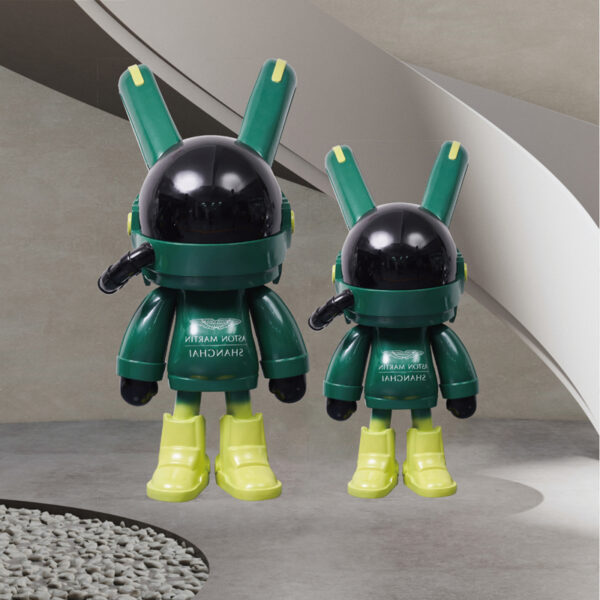 Green astronaut sculpture lamp with bunny ears in two sizes