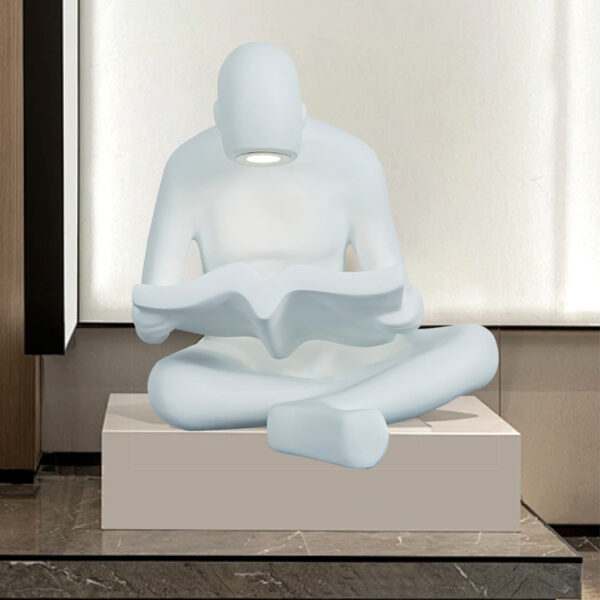 White human reading sculpture lamp with LED light – Model L2053