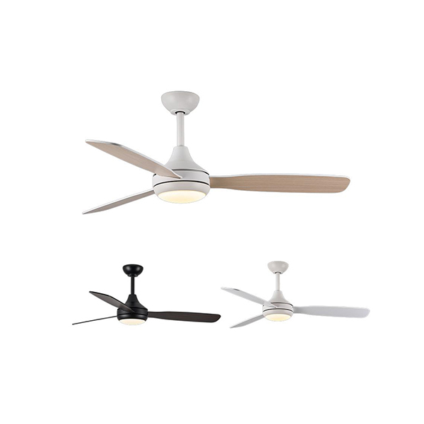 Modern 52-inch ceiling fan with 3 plywood blades and tri-color LED light