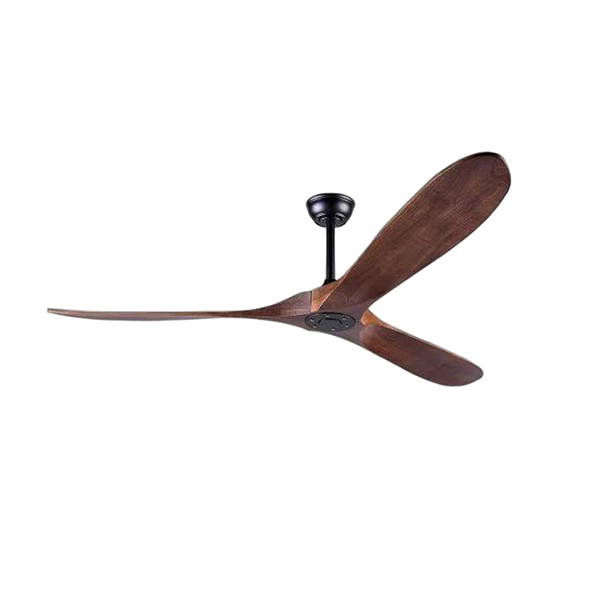 Minimalist dark wood ceiling fan without light and matte black motor