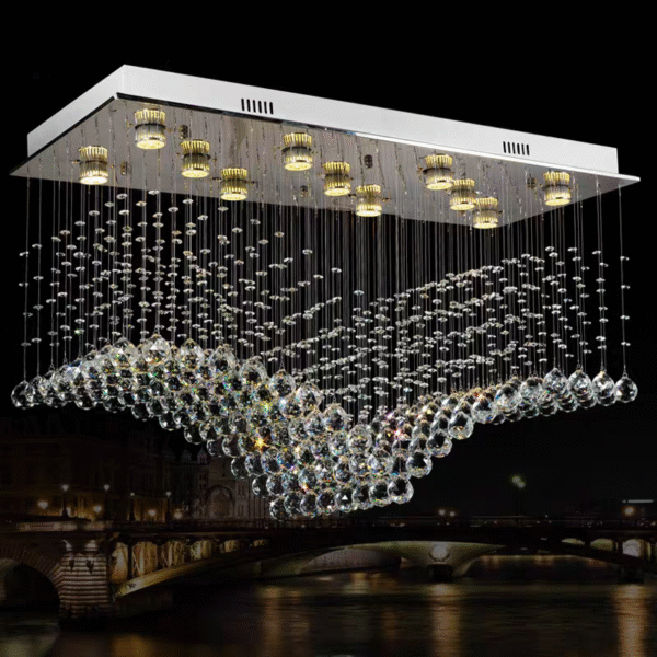 Wave crystal chandelier 8010-11 with cascading crystal design and 11 GU10 lights